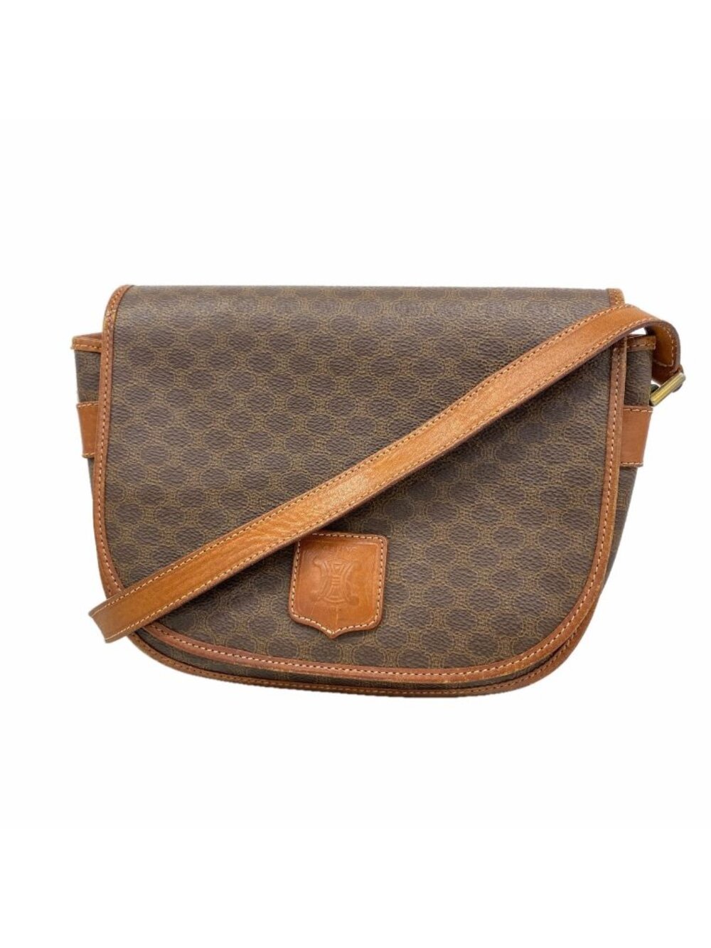 Celine Shoulder Bag Macadam Brown Gold